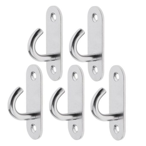 5pcs 벽 마운트 코트 후크 후크 헤비 듀티 스테인레스 스틸 코트 후크 레일, 실버, M6