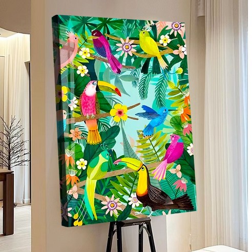 votgl 보석십자수 캔버스형 DIY 액자형 풍경 인물 꽃식물50x40cm, 023동물, 1개