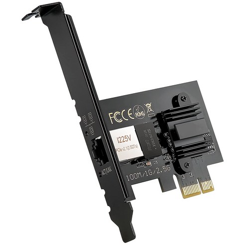 Xzante 2.5GBase-T PCIe 네트워크 어댑터 I225V 2.5G/1G/100Mbps PCI Express 기가비트 이더넷 카드 RJ45 LAN 변환기, 1개, 검은 색