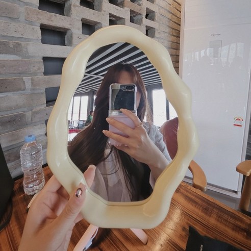 낭만라운지 르디앙 탁상거울 오브제 인테리어 거울, 크림cream