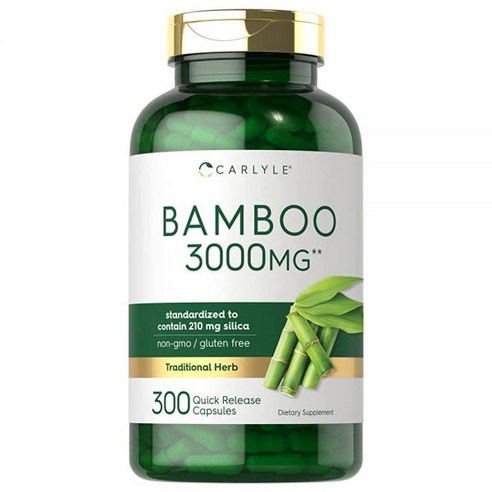 Carlyle 대나무 추출물 캡슐 | 3000mg | 300개 | 210mg 실리카 | GMO 프리 글루텐 프리 보충제
