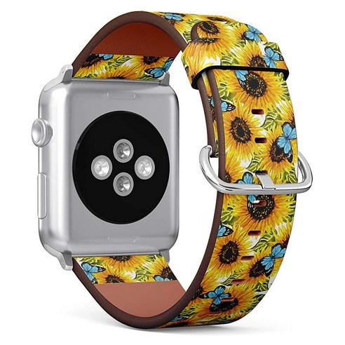 Apple iWatch 시리즈 12 34 (Small Version 3840mm) 교체 가죽 팔찌 스트랩 아름다운 해바라기 블루 200262 스마트밴드