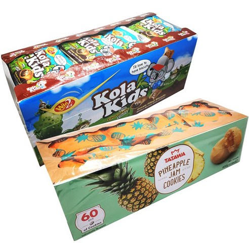 WINWINFOOD 코라키즈 초코 과자 24p 336g + 타타와 파인애플잼 쿠키 60p 600g, 2박스, 4세트