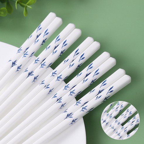 BLOWFISHFUGU 고급 빈티지 도자기 도자기 젓가락 내열 젓가락 세라믹젓가락 24.5CM, 10개, 화이트D