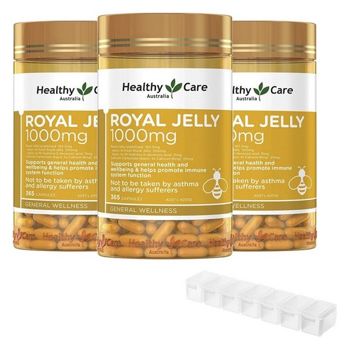 헬시케어 로열 젤리 1000mg 하드 캡슐 + ITS NEATS 7칸 약통, 1095정, 1개