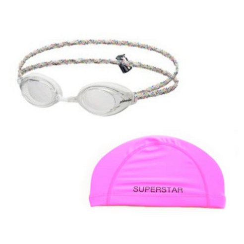 피닉스 아동 패브릭수경 PN 508J FB + 스판수모 SET, White + Pink, 1개