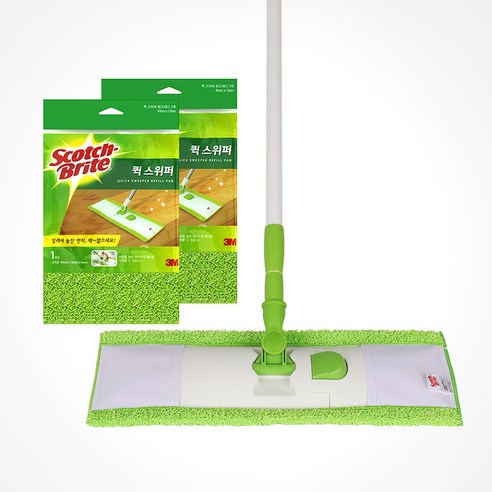 스카치브라이트 퀵 스위퍼 극세사 막대 걸레 + 리필 2p, 1세트