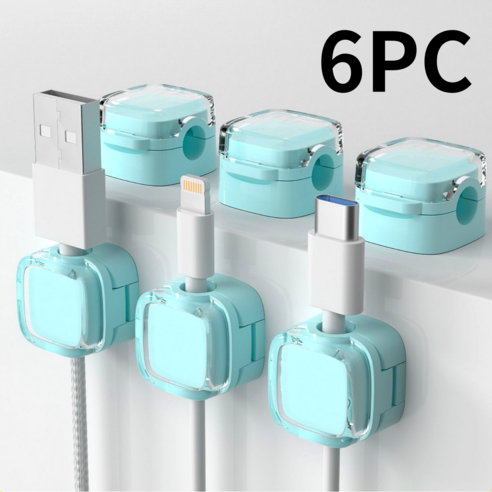 바라츠 마그네틱 케이블 홀더 usb 선정리 홀더 6개, 민트*1세트