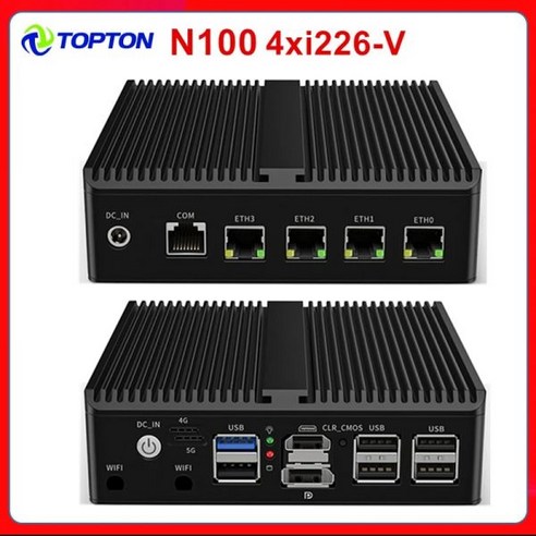 Topton 소프트 라우터 팬리스 미니 PC 12 번째 N100 J5040 N5105 4x, N5105 i226-V DDR4, AU, 16GB Ram 256GB NVMe