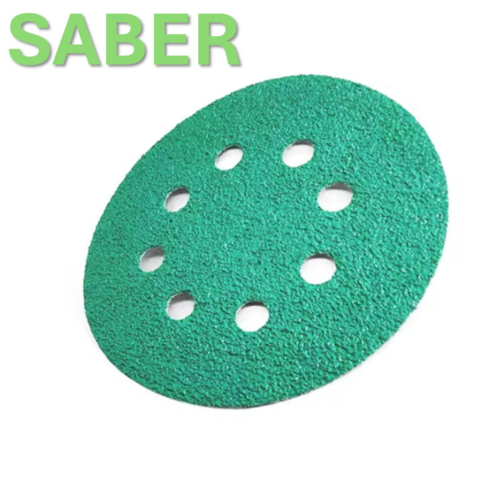 SABER 5인치(125mm) 8홀 지르코니아 필름 원형사포 (1BOX 100장), #600, 100개