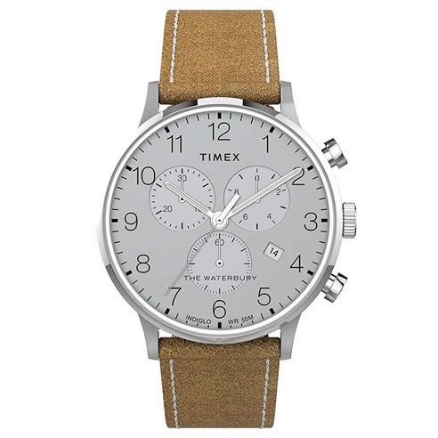 Timex 남성용 워터버리 클래식 크로노 40mm 시계 실버톤 (TWH6Z18109J)