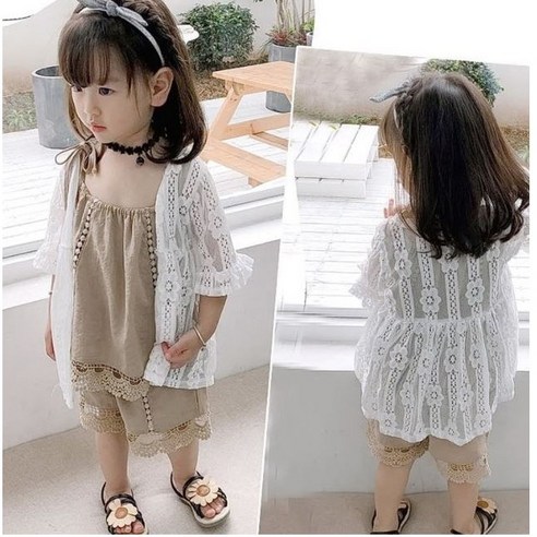 [당일발송] 코코랜드 여아 여름 그레이스가디건 아동키즈의류 레이스꽃가디건