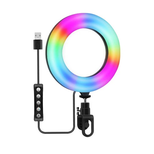 RGB 빛 6 "LED 셀카 조명 사진 화상 회의 조명 키트 유튜브 비디오 블로그 노트북 용 메이크업, 걸쇠 스타일, 16cm, 플라스틱