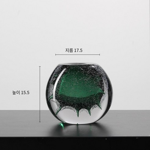 고급 체코 크리스탈 버블 꽃병 장식 거실 꽃꽂이 창의적인 유리 인터넷 레드 투명 식탁 꽃병, 녹색-, 하나