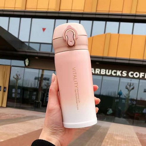 한국어 스타일 간단한 스테인리스 보온병 귀여운 슈퍼 귀여운 찾고 워터 컵 소년과 소녀 Ins 틈새 컵 학생, 색깔9, 싱글컵+스티커+컵브러시