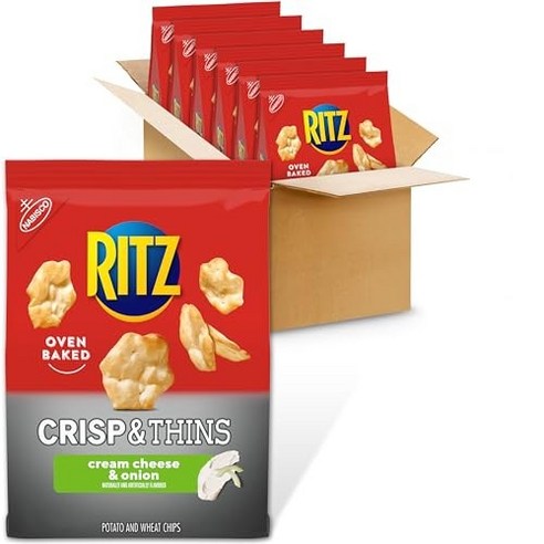 RITZ Crisp and Thins Cream Cheese and Onion Chips 6 - 7 RITZ Crisp and Thins 크림치즈 및 양파 칩 6~7.1oz 봉, 201g, 1개 - 크래커... 