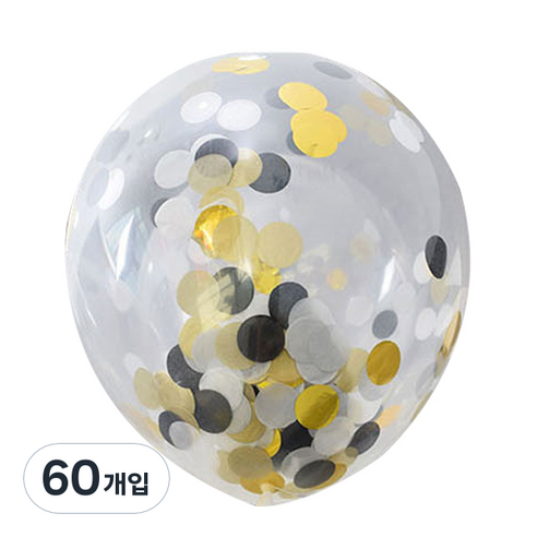 파티팡 컨페티 벌룬 30cm, 블랙골드, 60개입