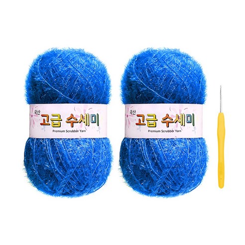 울클럽 별꽃수세미 DIY 고급수세미실 80g 2볼 + 코바늘 6호 (동영상제공), 170라이트데님