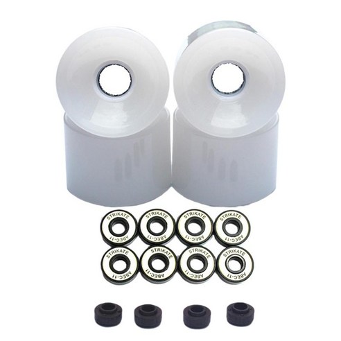 베어링이있는 4 pcs 70mm pu 도구 미끄럼 방지 크루저 휠 하드웨어 내마모성 충격 흡수 스케이트 보드 휠 세트 파크, 하얀색