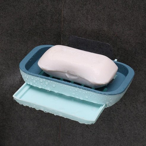 가정용 서랍 구멍 방지 화장실 양수 비누 상자 이중 여행 휴대용 플라스틱 아스팔트 비누 상자, 그린+블루