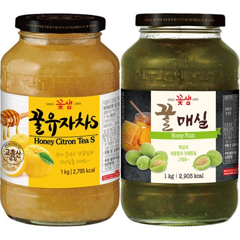 꽃샘 꿀유자차 1kg+매실차 1kg