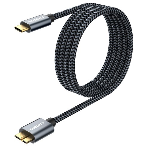 SUNGUY USB C타입 to 마이크로B 외장하드 케이블 10Gbps, 1개, 그레이, 1.5m