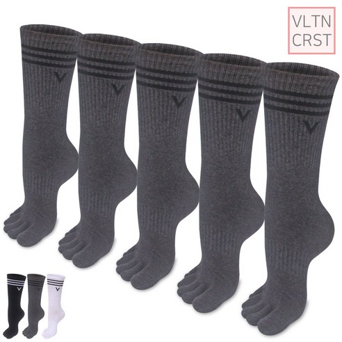 발렌티노 크리스티 사계절용 V 스포츠 발가락양말 5켤레, 등산 골프 러닝 마라톤 헬스에 적합한 장목양말 (두꺼운 소재 아님) 지벤양말