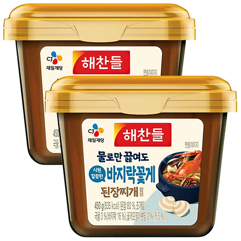 해찬들 그대로 끓여먹는 바지락 꽃게 된장찌개 양념, 2개, 450g