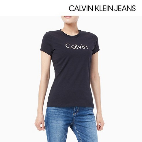 캘빈클라인반팔 [CalvinKlein]캘빈클라인 로고 티셔츠 블랙 여성용  Best 5