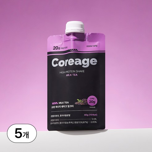 코어리지 프로틴 에너지 쉐이크 단백질 밀크티맛, 5개, 40g
