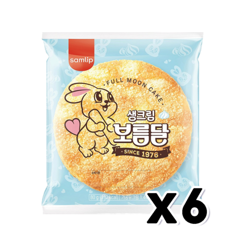 삼립 생크림 보름달 베이커리빵 80g x 6개, 단품