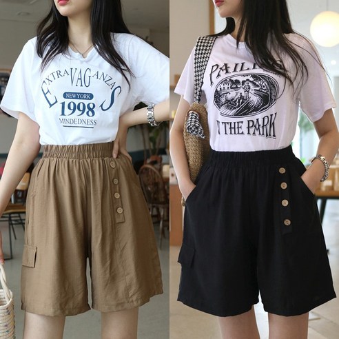 메리앤유 2장세트 찰랑인견소재 건빵단추디테일 5부 반바지