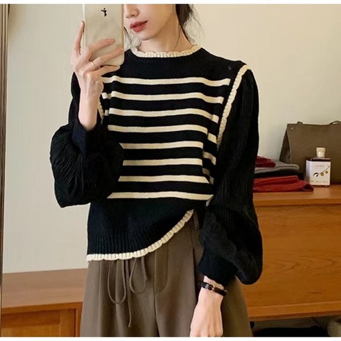 쿠쿠엘리 데일리 스트라이프 니트 H04