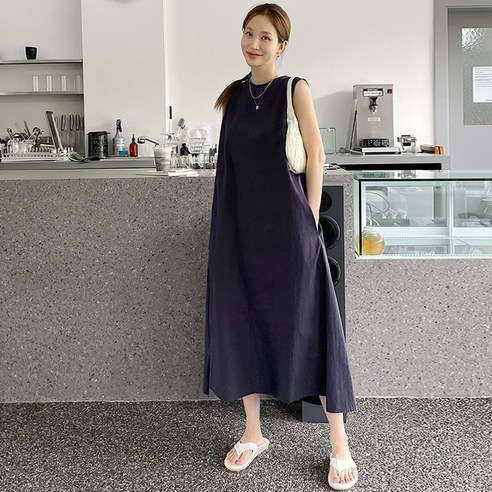 백리스 A라인 나시 롱원피스