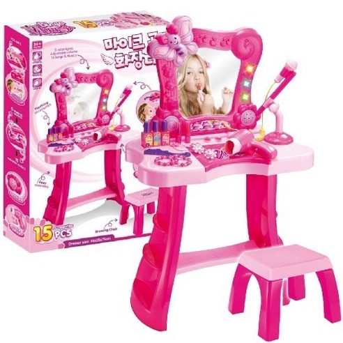 마이크 공주화장대세트 멜로디불빛기능 바람솔솔 드라이기