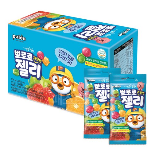 팔도 뽀로로 과일맛 젤리 53g/무배, 53g, 12개