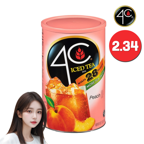 (YIMALL) 코스트코 대용량 복숭아 아이스티 분말 4C 업소용 가정용 음료 복숭아맛 가루 iced tea, 3개, 1개입, 2.33kg