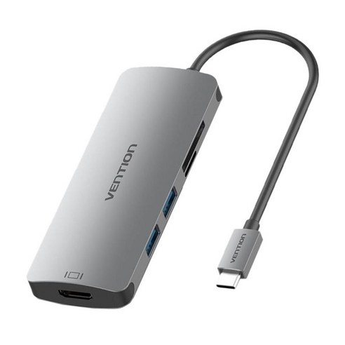 2포트 USB 3.0 컨버터가 있는 USB-C 허브/어댑터 PD 충전 MacBook 2018/2017/2016용 SD/TF 카드 리더기 기타 USB C 장치 회색, 큐빅, 알루미늄 합금