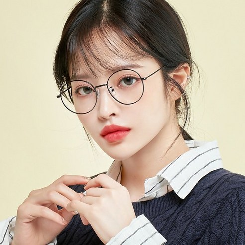 멜라크메 동글이 원형 자외선 차단 안경 블랙 안경테