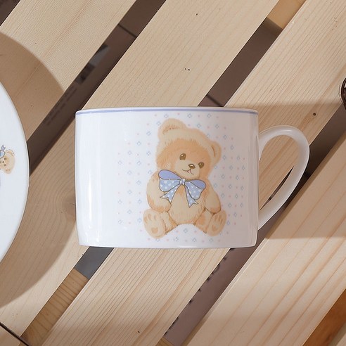 【접시】한국 스타일 베어 프랑스 레트로 세라믹 커피 컵 접시 애프터눈 세트 귀여운, 곰 커피 컵 (컵)