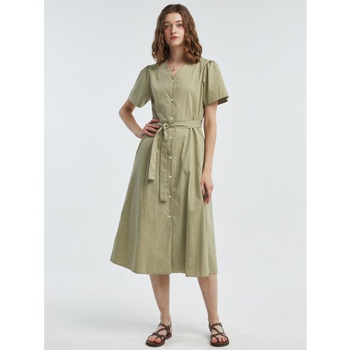 MANAVIS7 V Neck Shirt OnePiece Khaki