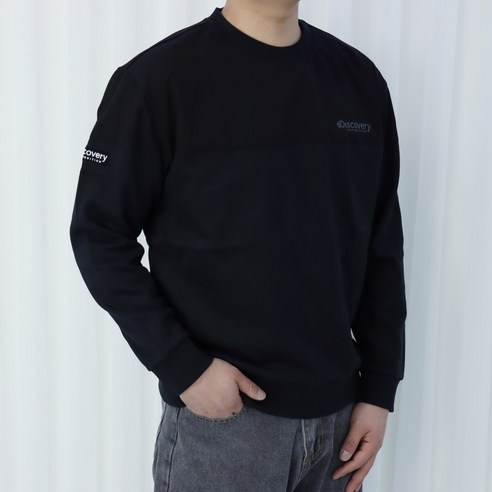 [국내매장판] 디스커버리 남성 우븐 하이브리드 맨투맨 블랙 + 사은품 남녀 공용 의류
