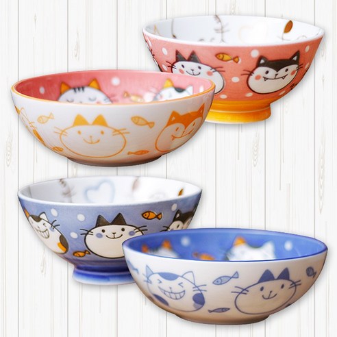 귀여운 냥냥이 캐릭터 디자인으로 고양이 애호가의 마음을 사로잡는 고품질 도자기 식기 세트