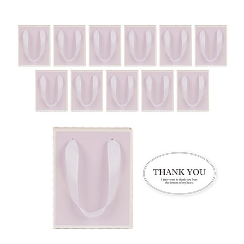 빛공 고급 선물 무지 미니 답례품 쇼핑백 종이가방 종이백 (스티커 포함), 12개, 퍼플