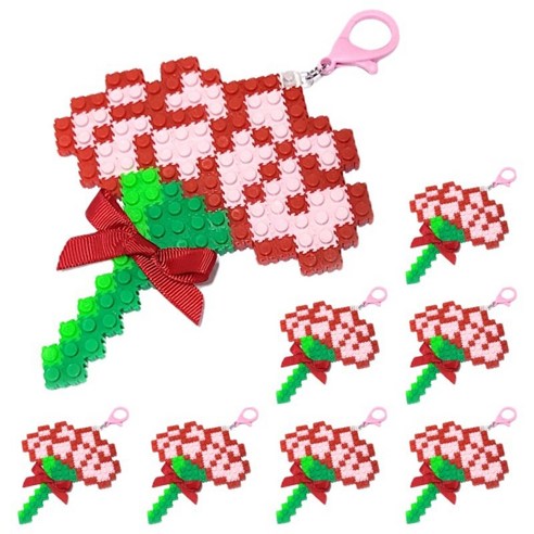 도도앤뉴 디폼블럭 카네이션 만들기 키링 가방고리 키트, 6개