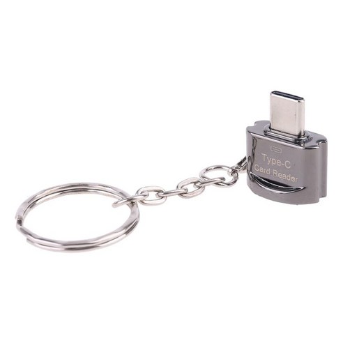 금속 유형 C 마이크로 SD TF 메모리 카드 리더 OTG 어댑터 키 체인으로 휴대용, 검은 색