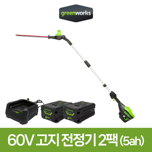 그린웍스 60V 고지전정기 세트 구성 장대 전정가위 전정톱 울타리 잔가지 정리, 5ah 2팩(베어툴+5ah배터리 2개+충전기), 1개