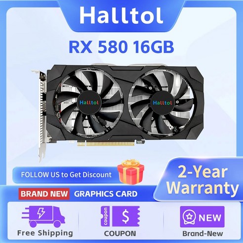 그래픽카드 4090 그래픽카드1060 Halltol AMD RX 580 16 GB 2048SP 게이밍 그래픽 GDDR5 256 비트 Radeon GPU 비디오 신제품, 1.16GB Best Top5