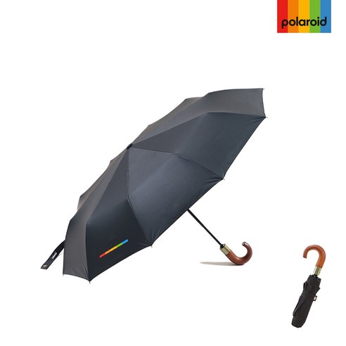 폴라로이드 레인 3단 암막 완전자동 고급지팡이(BLACK) 3단우산 3단우양산 3단양산 3단암막우양산