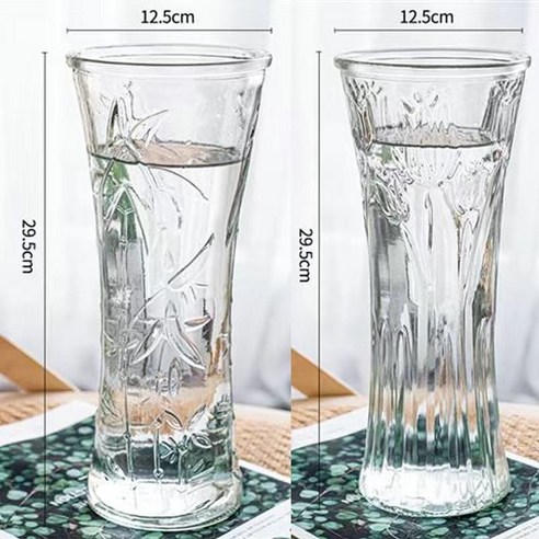 DFMEI 꽃병. 화병.Vase.-- 꽃병 스페셜 라지 사이즈 유리 꽃병 투명수 양수 죽수입니다배화병 거실 꽃꽂이 장식물입니다, DFMEI.30 크리스탈 라운드 입 [대나무 잎 + 튤